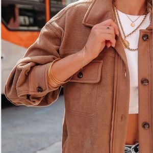 Vici Tanan Pocketed Button Down Fleece Shacket